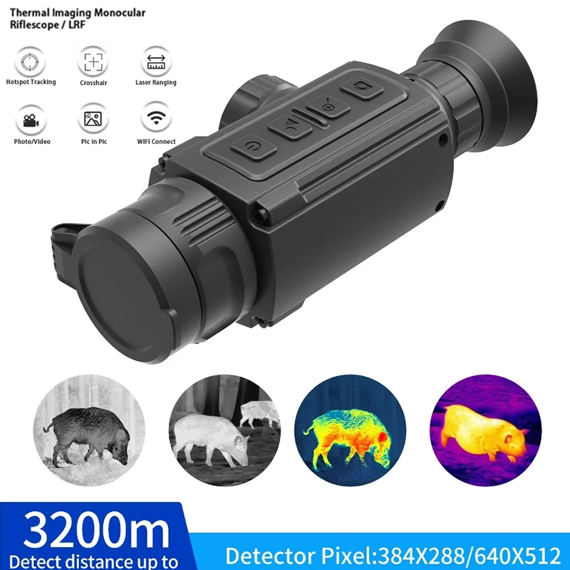 

HD охотничий тепловизор, лазерный монокуляр, тепловой прицел 384*288 640*512 для охоты, ночного видения, Монокуляр, оптический прицел