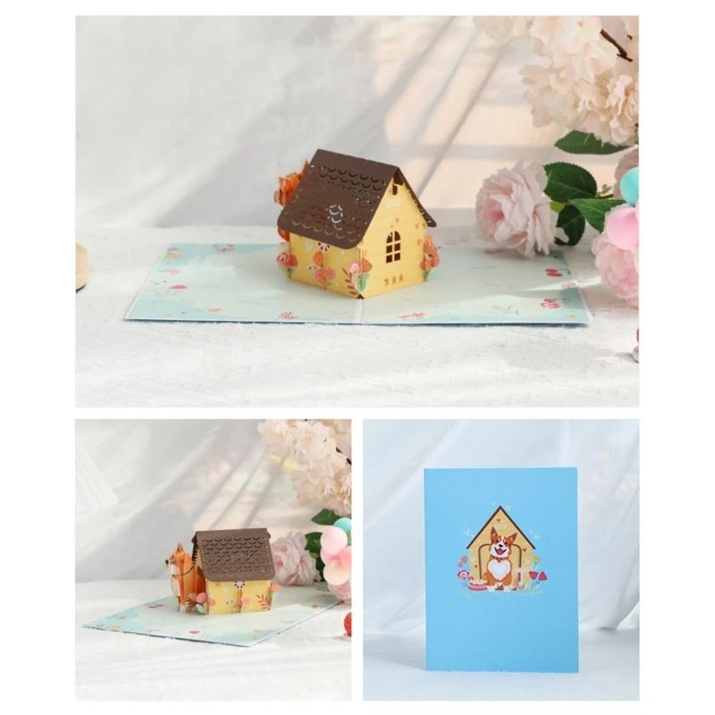 Greeting Card with Envelope 3D Popup Pet Themed Paper Card Stylish Birthday Card for Mother Wife Girlfriend Daughter