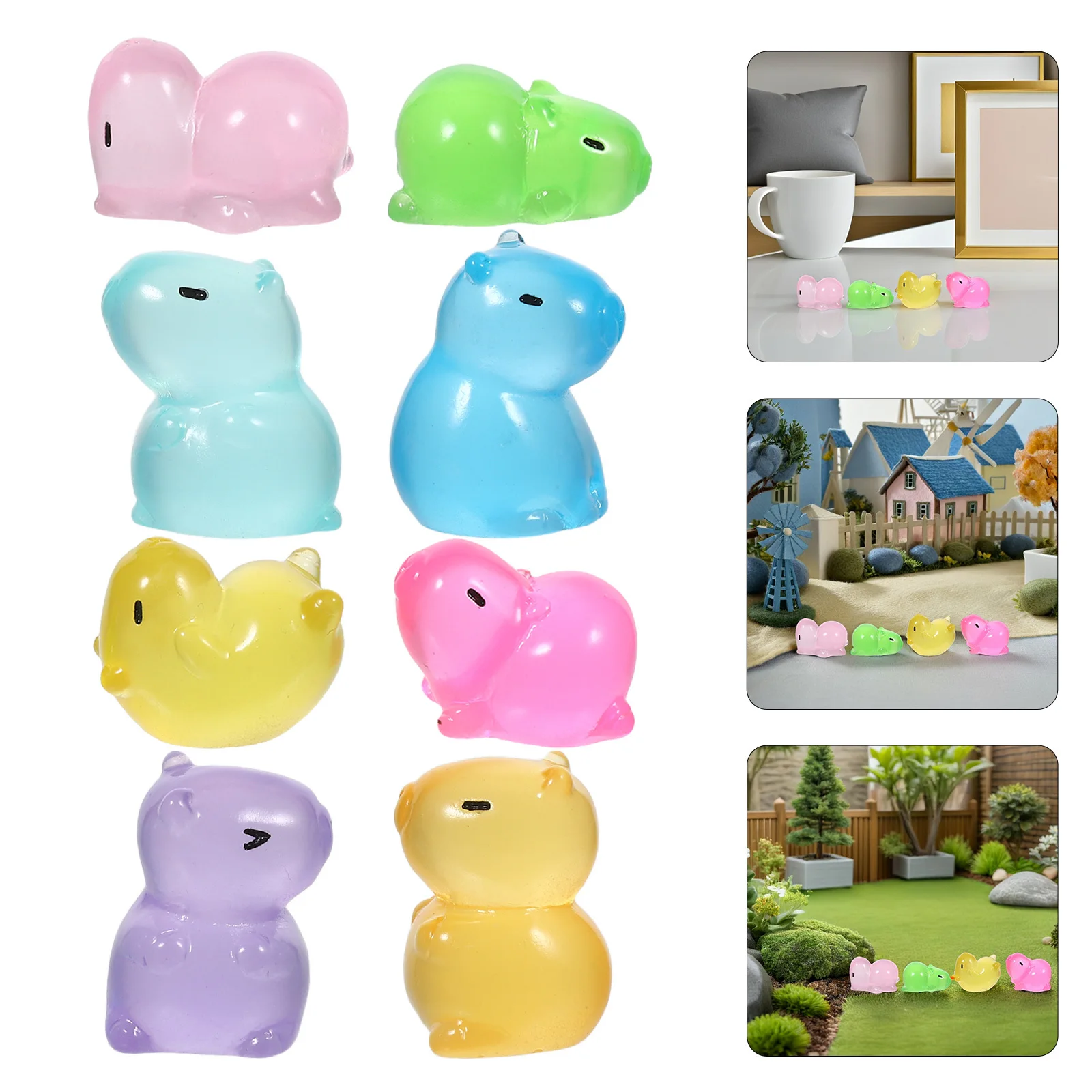 

40Pcs Glowing Resin Animal Ornaments Cute Small Animal Decor for Micro Landscape Desktop Fairy Garden Potted Plant Accents Night