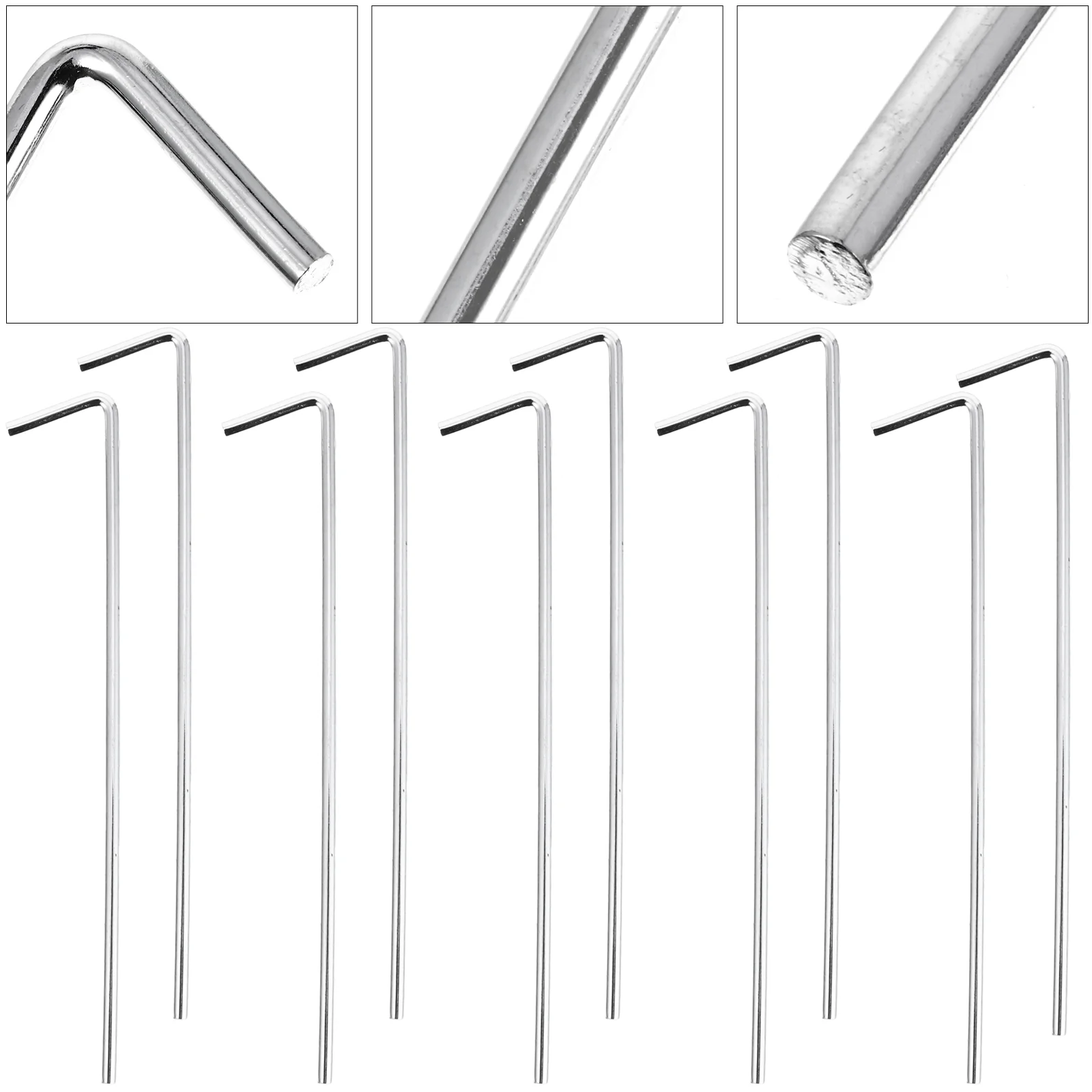 

20 PCS 7-shaped Ground Nail Camping Tent Stakes Canopy Steel Nails Accessories Outdoor Tarp Peg