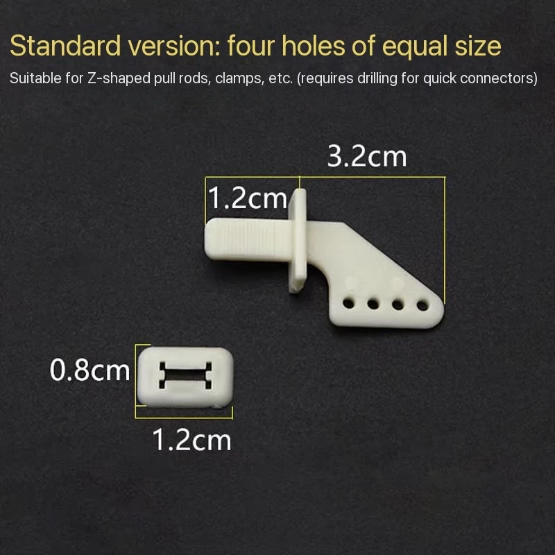 5 sets10 sets Model airplane nylon six hole rudder angle four hole rudder angle+1mm clamp four hole rudder angle+2mm clamp