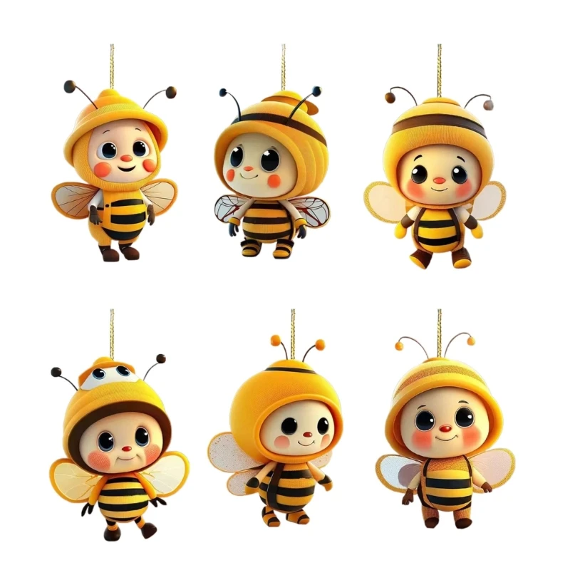 Acrylic Bees Car Rear View Mirrorr Hangings Decorations Pendants for Automotive Dropship