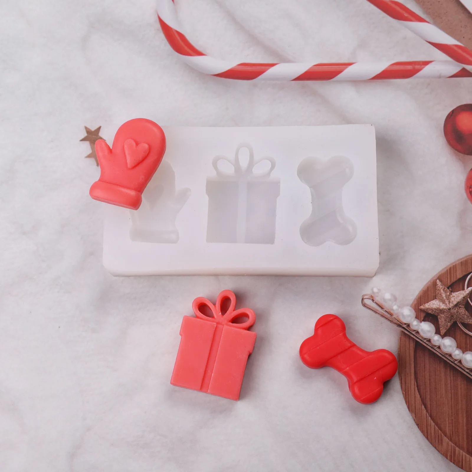 Christmas Gift Box Silicone Mold DIY Aroma Candle Chocolate Flip Cake Baking Bone Glove Molds