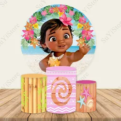 Disney Moana Round Photo Backdrop Girls Birthday Baby Shower  Circle Photography Background Cylinder Covers