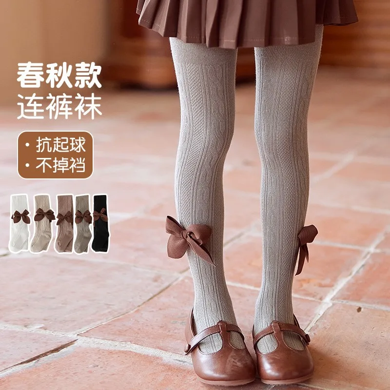 Children's pantyhose Fall 2024 new cotton bow leggings