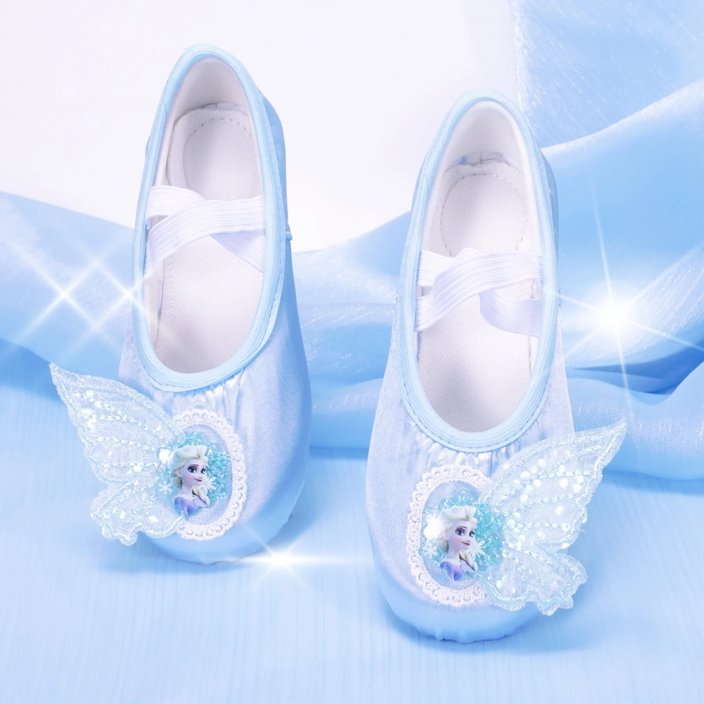 

Girls Ballet Shoes Soft Sole Ballet Dance Slippers Elsa Practise Ballerina Shoes Woman Gymnastics Purple Blue Shoes Size 23-39