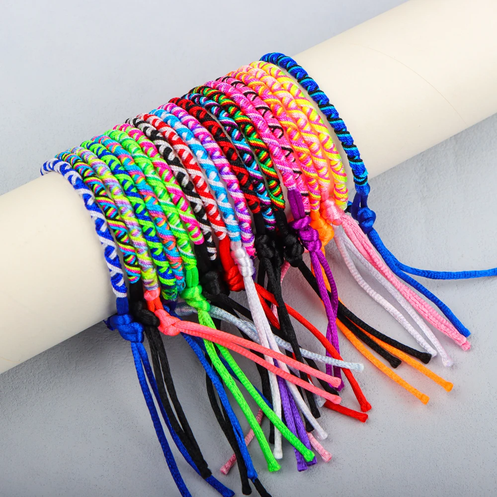 10Pcs/Lot Fashion Multicolor Adjustable Simple Bracelets For Girl Trend Mix Style Woven Bracelet Birthday Party Anniversary Gift