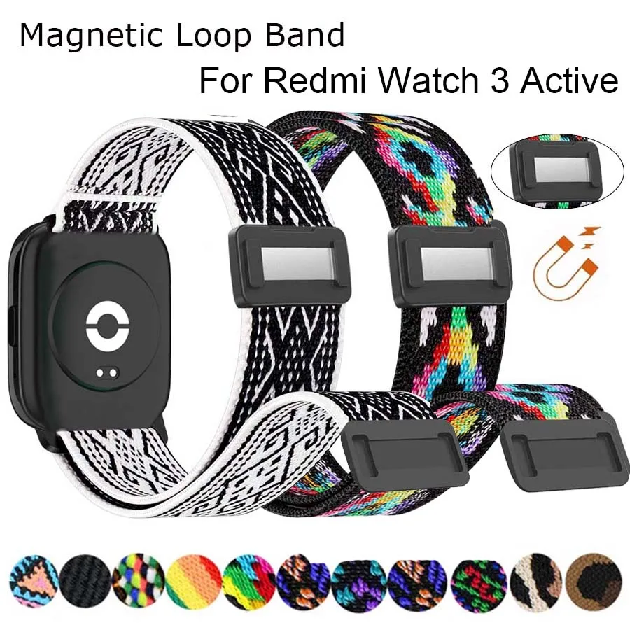 Für redmi uhr 3 aktives armband elastisches nylons ch laufen armband für xiaomi redmi uhr 3 aktives armband armband magnets chnalle