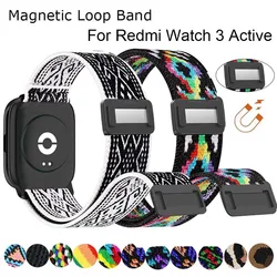 For Redmi Watch 3 Active Strap Elastic Nylon Loop Watch Band For Xiaomi Redmi Watch 3 Active Bracelet Wristband Magnetic Buckle