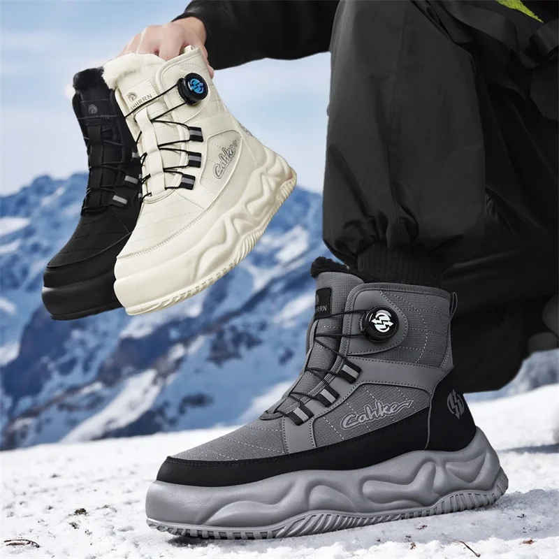 2025 شتاء جديد سميك سوليد اتجاه رياضي غير رسمي عادية عالية الجودة حجم كبير الثلوج مع أفخم العزل أحذية قطنية متعددة الاستخدامات