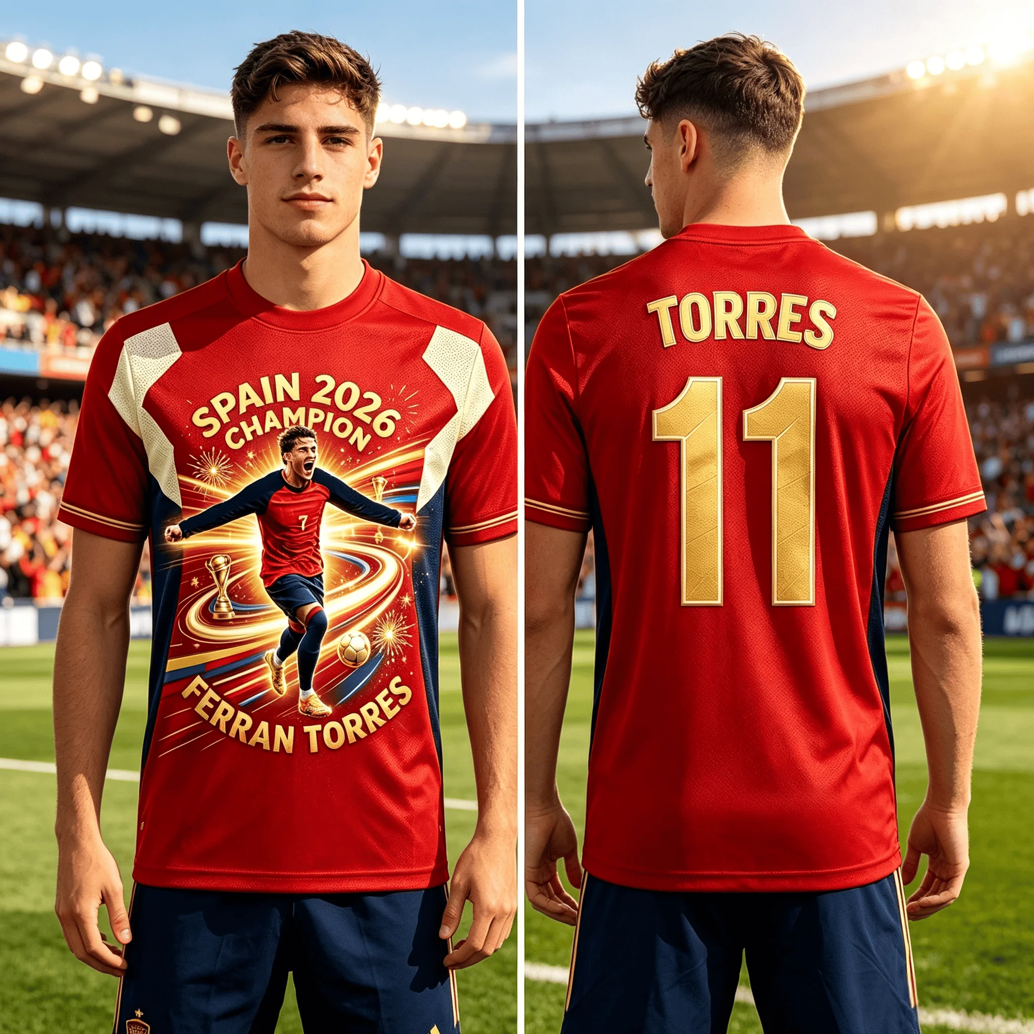 Premium 2026 Spain Victory Tracksuit, Loose breathable parent-child clothes for ball games & victory parties