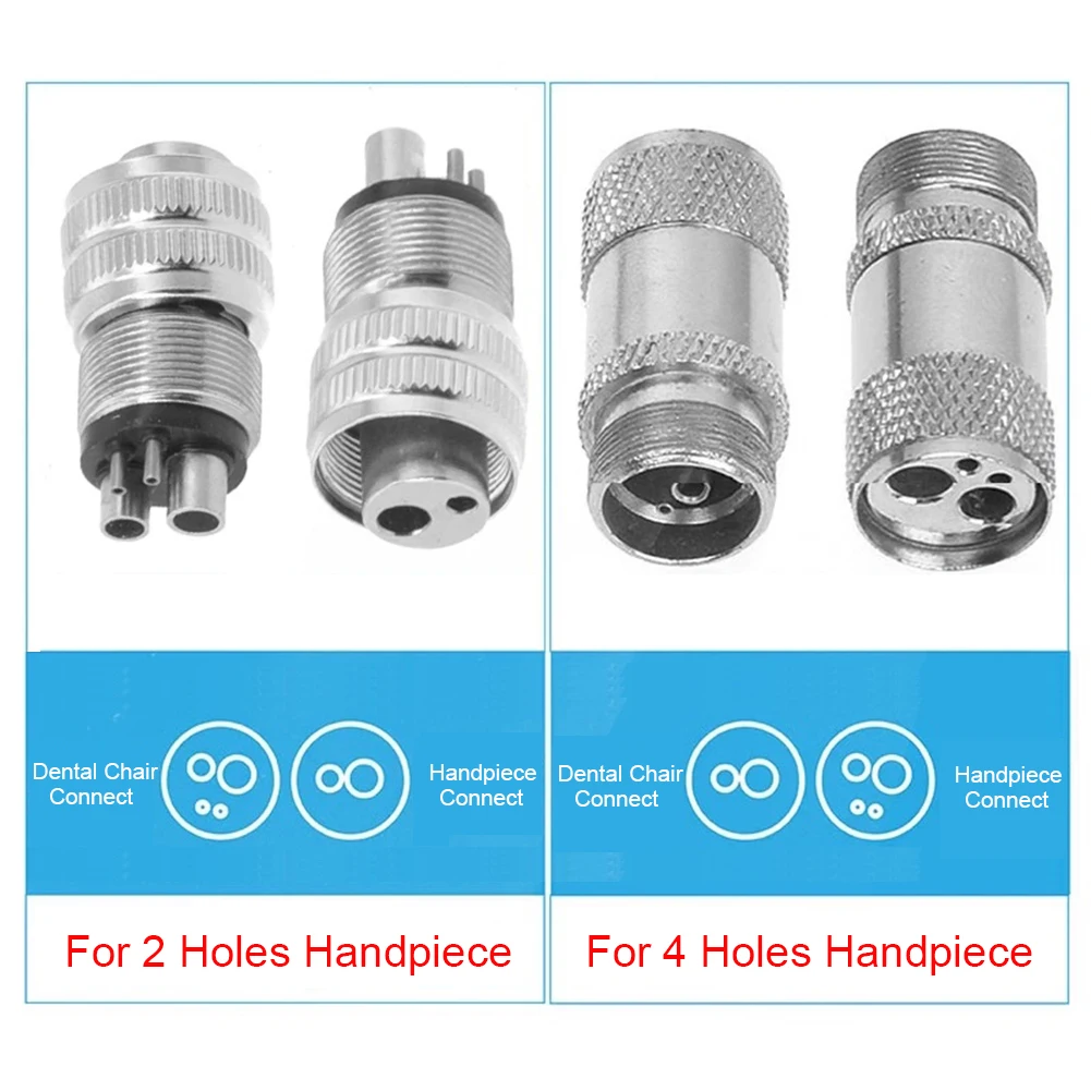 Dental Turbine Handpiece Adapter 2&4 Holes Converter High Speed Handpiece Changer Connector Dental Chair Air Hose Accessories