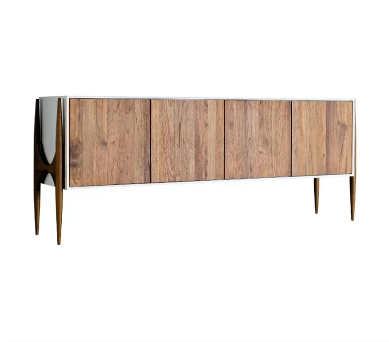 A Medieval art solid wood TV cabinet, retro dining side cabinet, home teak locker