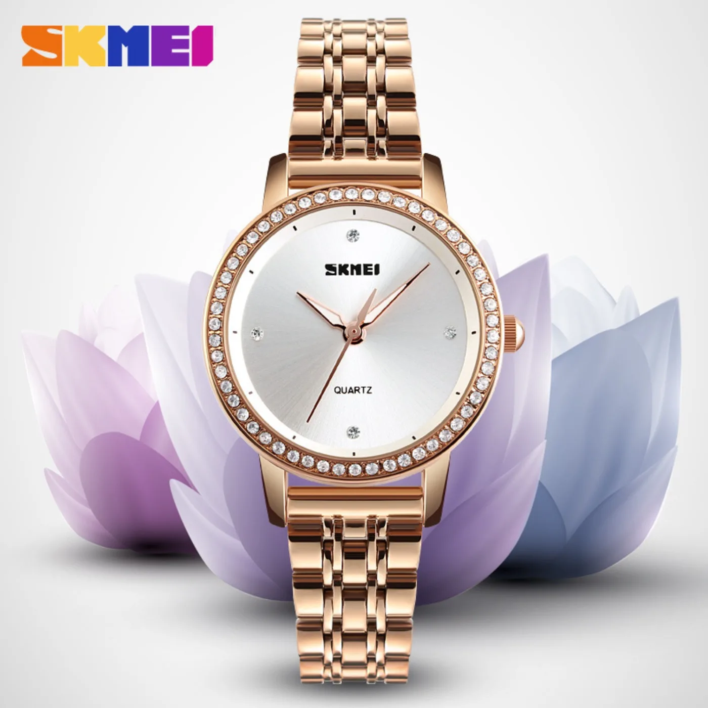 Womens Bracelet Quartz Watches Luxury Rhinestone Dial Zinc Alloy Band Analog Display 3 Bar Waterproof Fashion Wristwatch Gifts