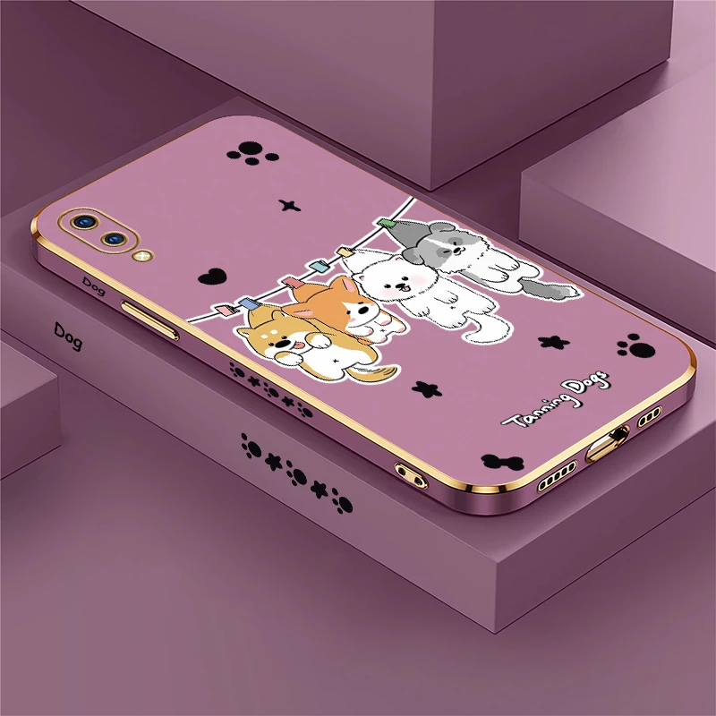 Чехол для Vivo Y67 Y66 Y55 Y55S Y30 Y33T Y31 Y30G Y70 2020 Y30i Y53S Y51A Y51 2020 Y35 Fashion Cute Dogs Print Plating Soft Capa Чехол для Vivo Y67 Y66 Y55 Y55S Y30 Y33T Y31 Y30G Y70 2020 Y30i Y53S Y51A Y51 2020 Y35 Fashion Cute Dogs Print Plating Soft Capa