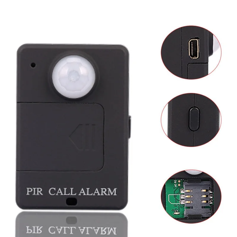 Mini GSM PIR Allarme Sensore di movimento Allarme Allarme GSM wireless a infrarossi Rilevatore di movimento antifurto con spina europea