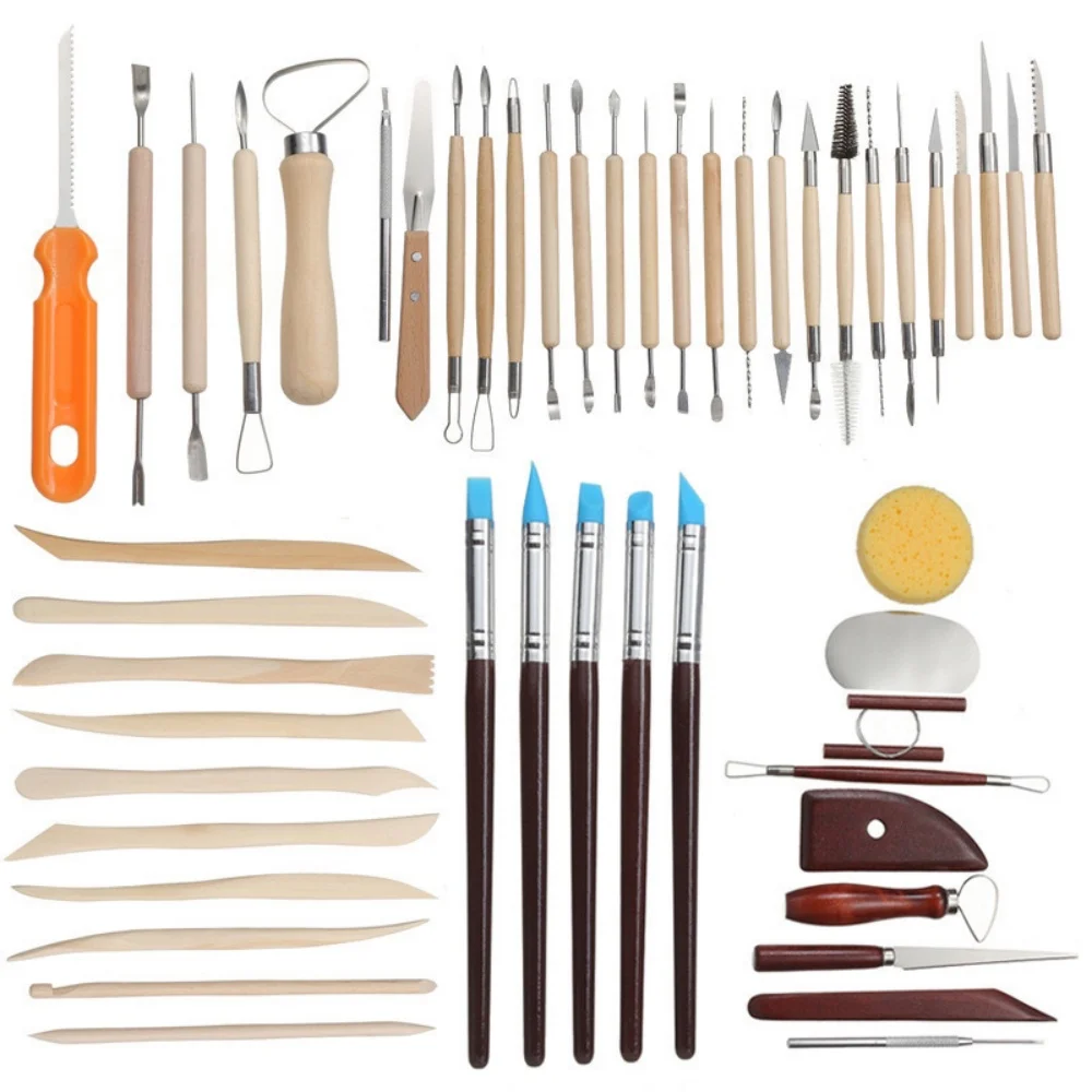 51 pieces of pottery tools, multi specification combination clay carving knife set, DIY soft pottery shaping tools