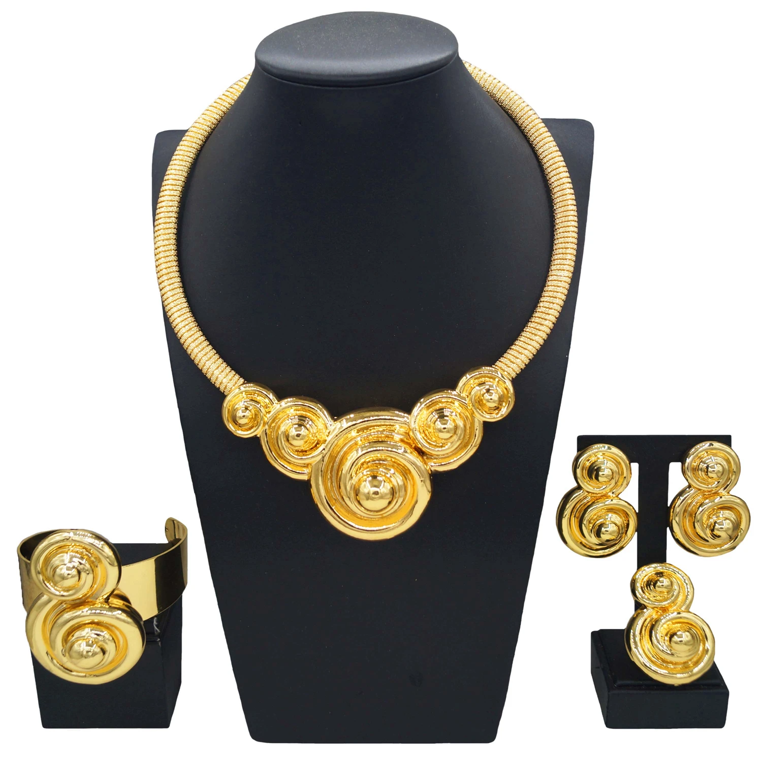

Yulaili new hot Nigerian jewelry set factory direct sales of high-end high-quality luxury charm Dubai wedding four-piece set