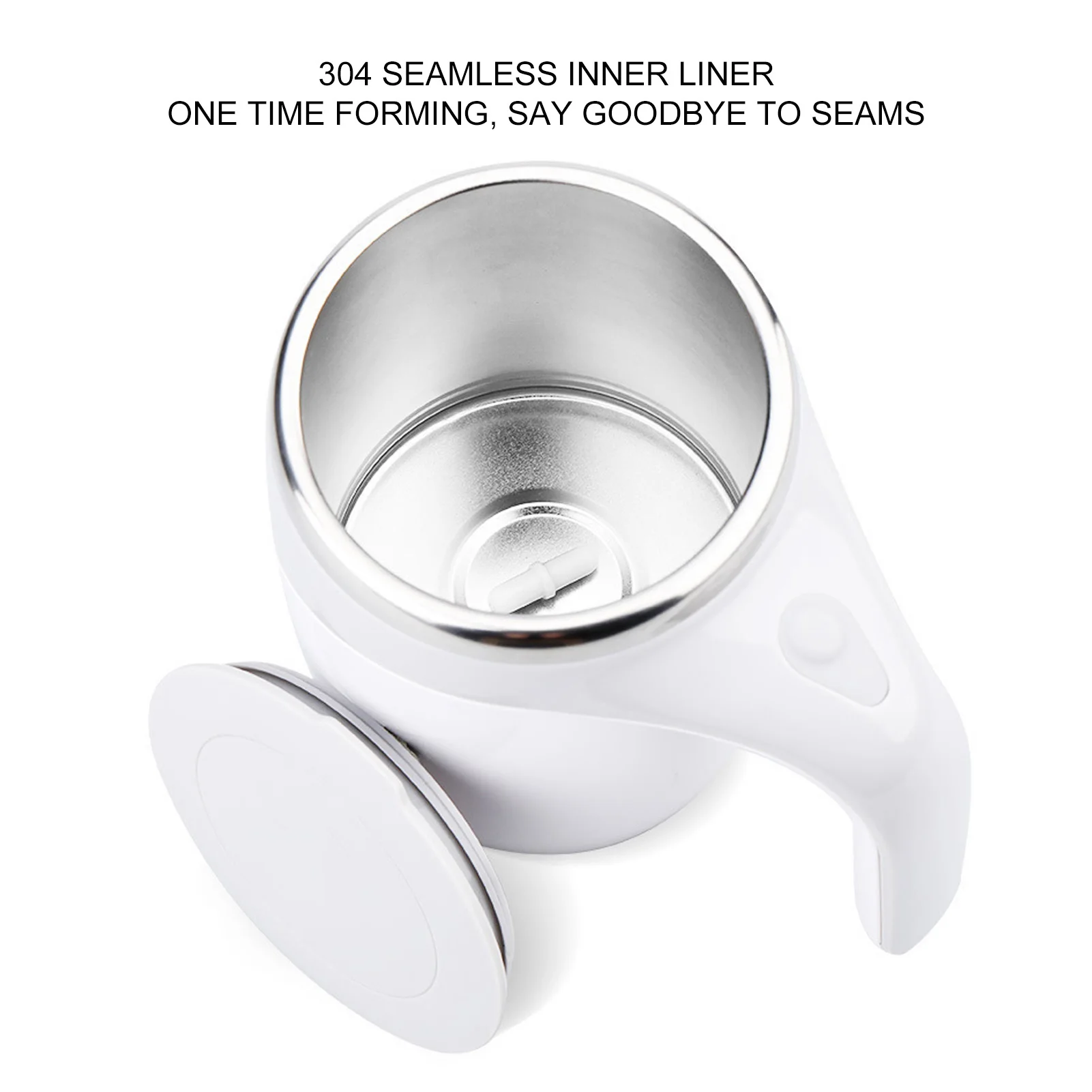 배터리 구동 자동 자석 교반 커피 머그잔 자동 교반 컵 스테인리스 스틸 라이너가 있는 전기 믹싱 컵