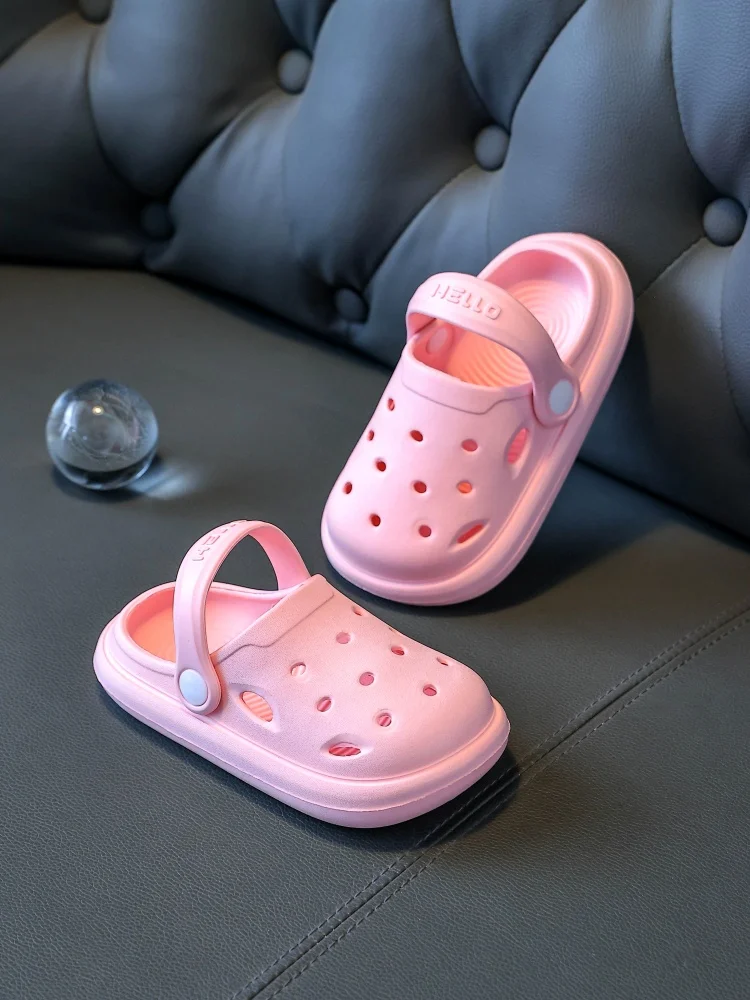 

Новинка 2025, летние тапочки, однотонные домашние и уличные тапочки для мальчиков и девочек, простые и атмосферные универсальные тапочки