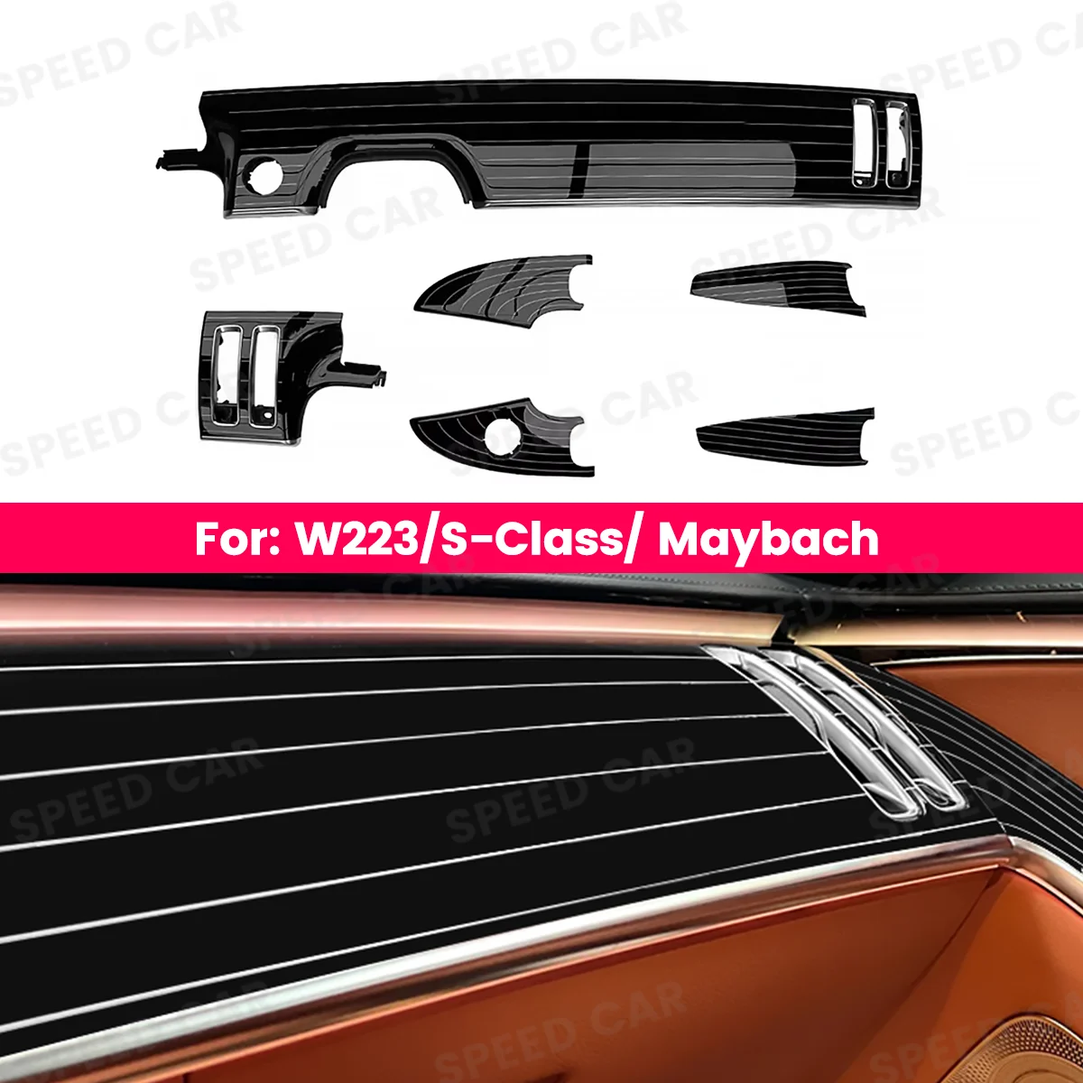 Car Interior Decorativea Panel For Mercedes Benz W223 S450 S500 S480 S Class Maybach Car Door Instrument Piano Paint Style Cover