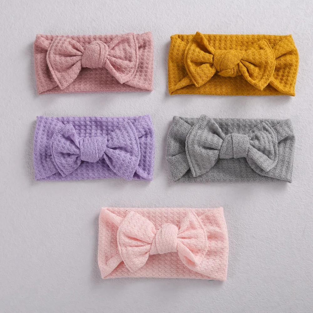 

5Pcs Bowknot Headband baby Girl Cotton Hair Band Newborn Soft Elastic Children Hairbands Turban For Kids Headbands Accessories