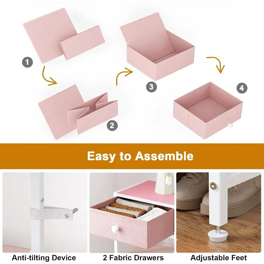 رف الأحذية منظم الأحذية 5 طبقات مع درجين تخزين الأحذية المعدنية لمدة 1620 زوجًا من الأحذية مع أرفف قماشية وسطح خشبي Na