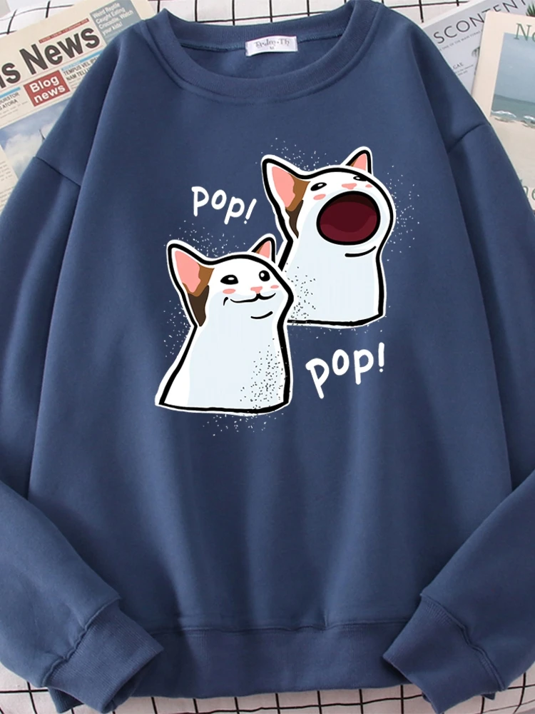 Females Sweatshirts Two Long Ears White Cats Printed Pullover Womans Oversize Sweater Korean Fashion Kawaii Animal Womens Hoodie