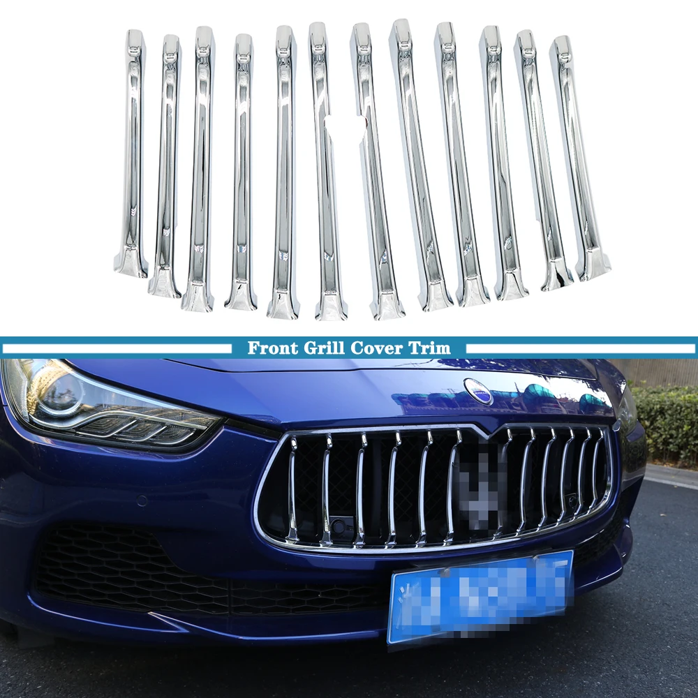

12PCS Car Front Grill Cover Insert Grille Trim Decoration Decal for Maserati Ghibli 2013 2014 2015 2016 2017 Exterior Accessory