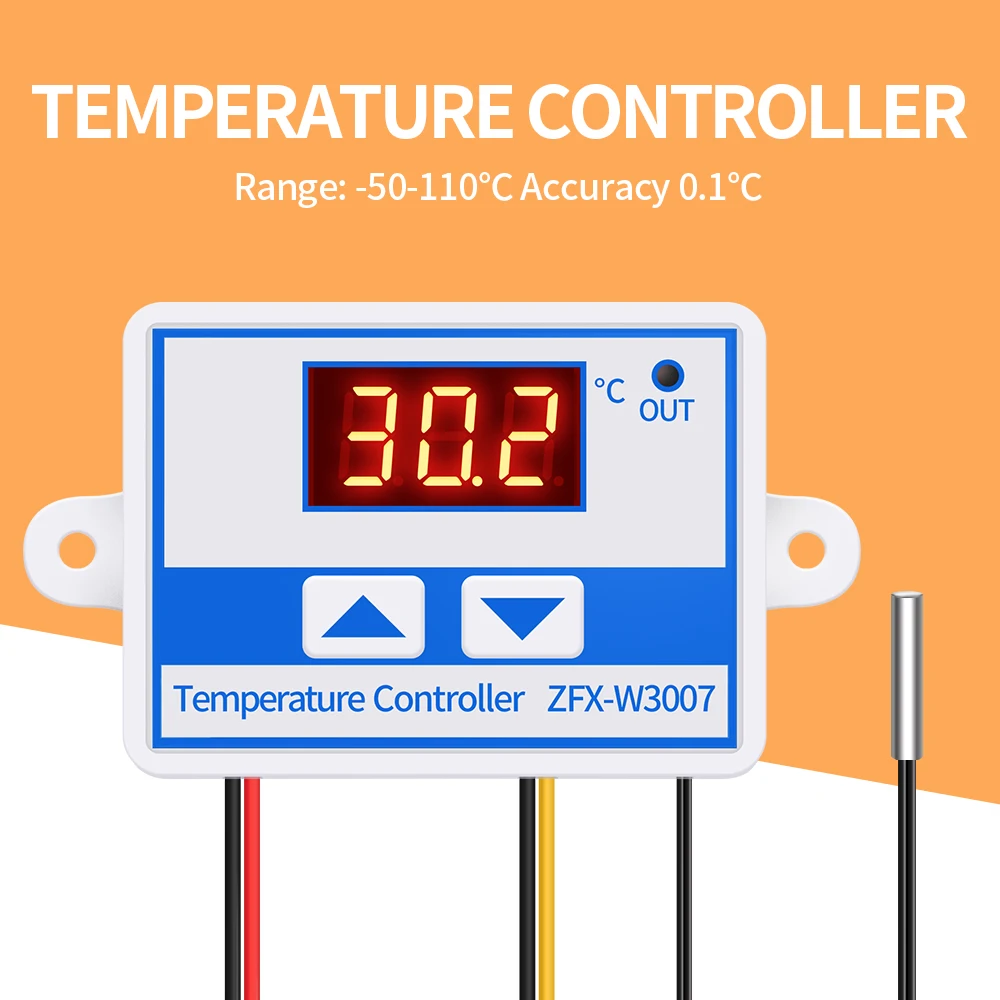 W3007 Digital Control Temperature Microcomputer Thermostat Switch Heating Cooling Thermometer MOS Output Thermoregulator 12V-60V