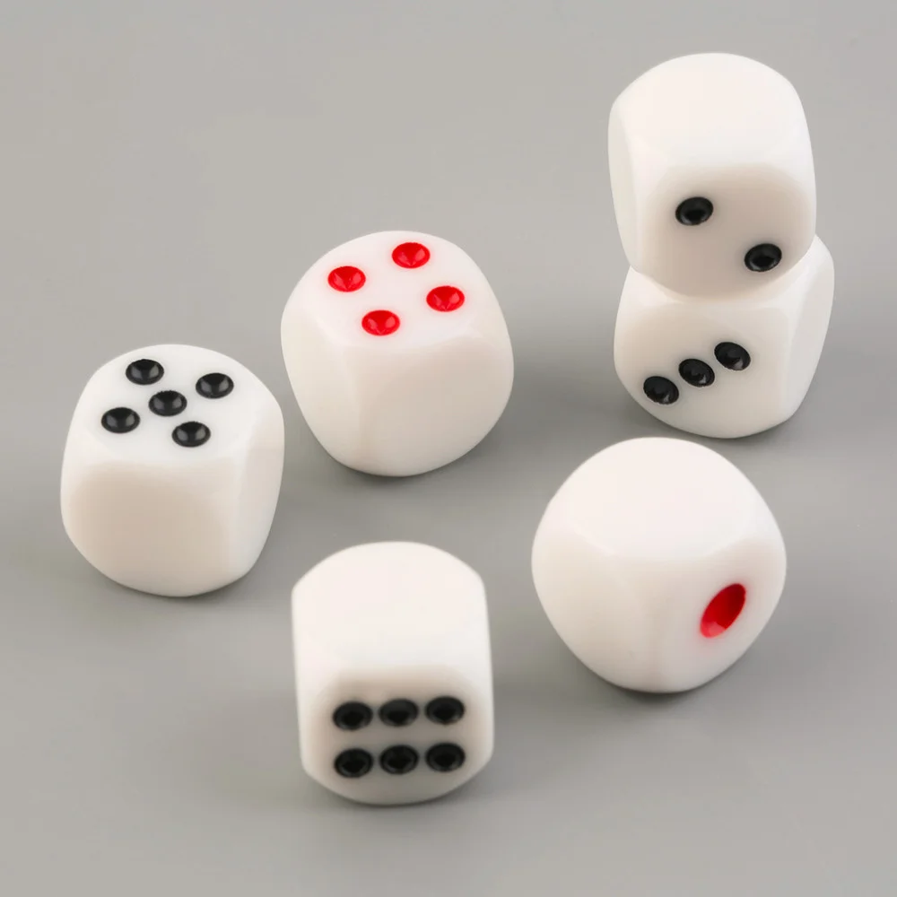 6Pcs/set 16mm Resin Special White Dots Rounded Corners Dice Bar KTV Dice With One Side Point 21 Points In Total