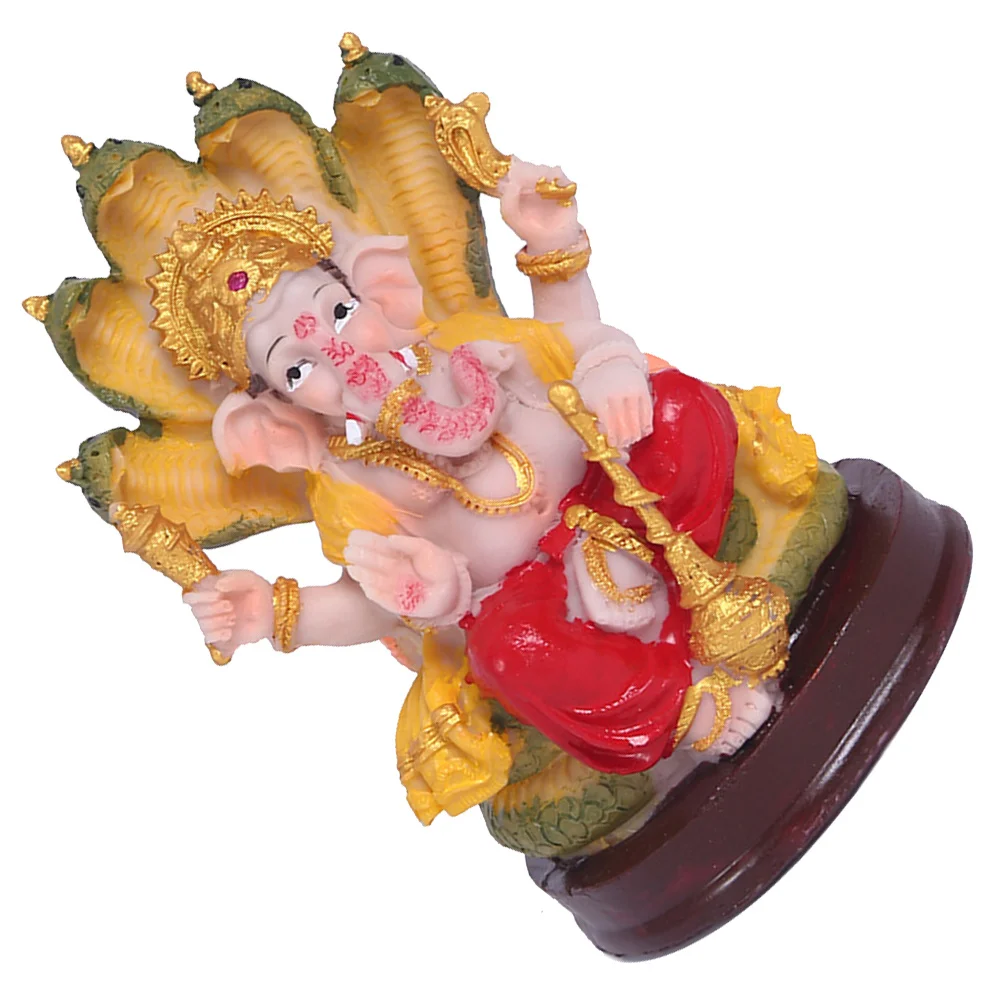 

Resin Ganesha Statue Color Painting Elephant Head God Sculpture for Home Office Decor Temple Altar Decoration Indian God Statue