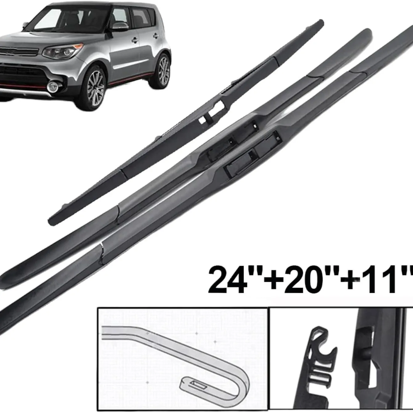 

For Kia Soul MK2 2014-2019 24 "+ 20" + 11 ", Wiper Wipers