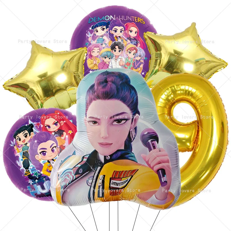 Anime-Figur Geburtstagszahlen 1-9 Ballon-Set Niedliche Party-Deko Luftballons 6 Stück Aluminiumfolie Ballon Deko-Werkzeug Foto-Requisiten Geschenk