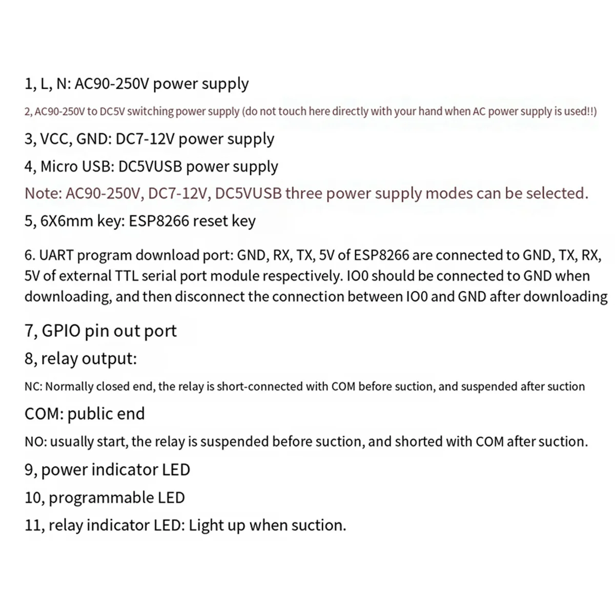 JAS-Relaismodule ESP-07 Enkele WIFI-module AC/DC-voeding ESP8266 Ontwikkelingsbord Secundaire ontwikkelingsmodule