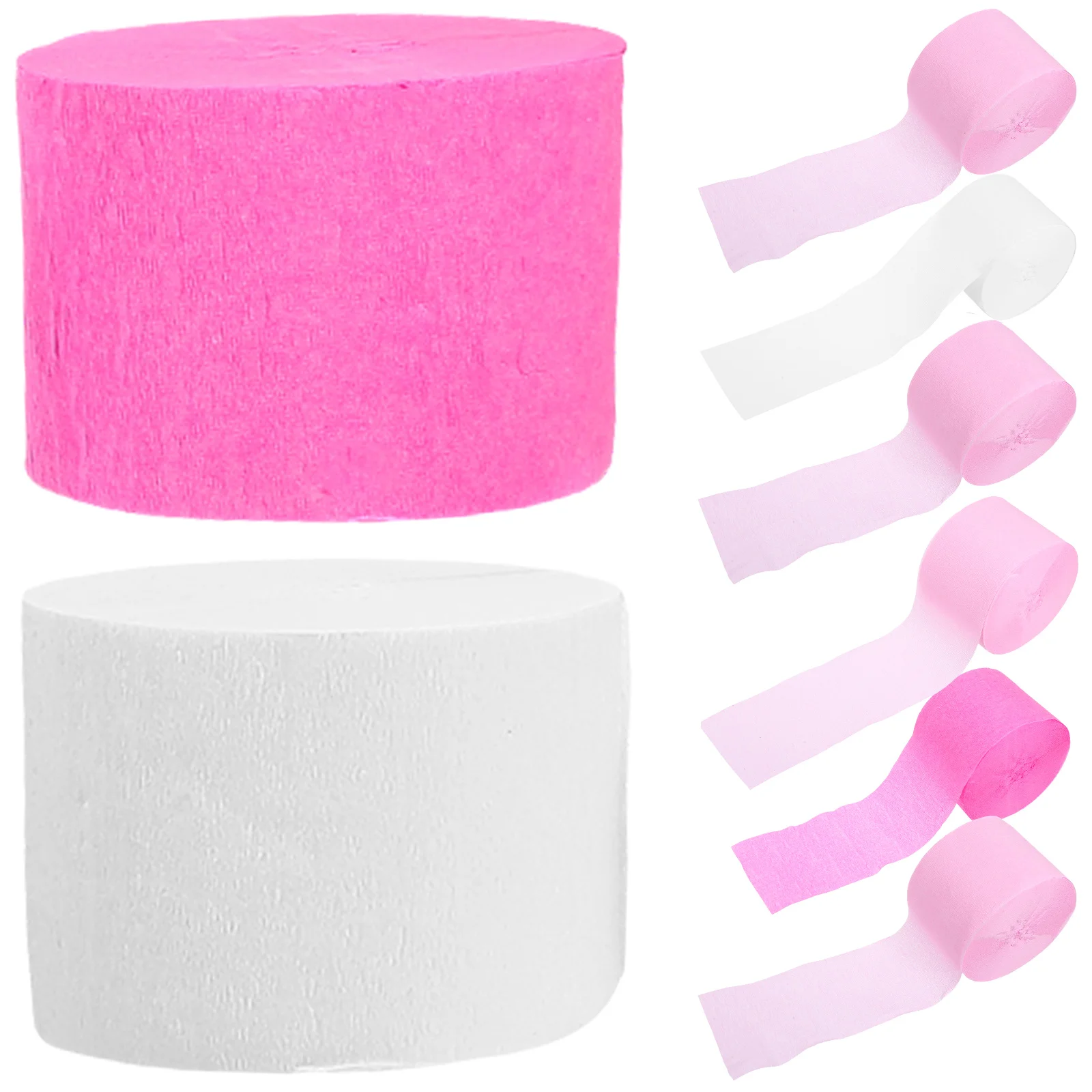 

8 Pcs Festive Streamers Crepe Paper Ribbons Wedding Birthday Event Supplies White Rose Gold Light Multi