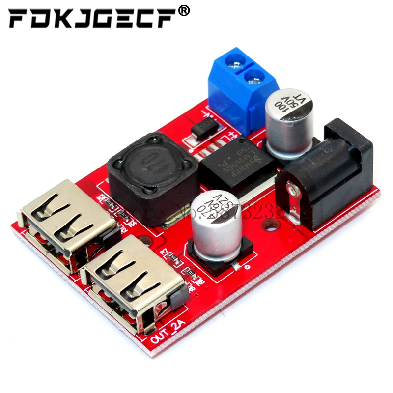 LM2596 LM2596S Dual USB DC-DC 9V 12V 24V 36V to 5V 3A Step Down Buck Converter Board Car Charger Solar Power Supply Module