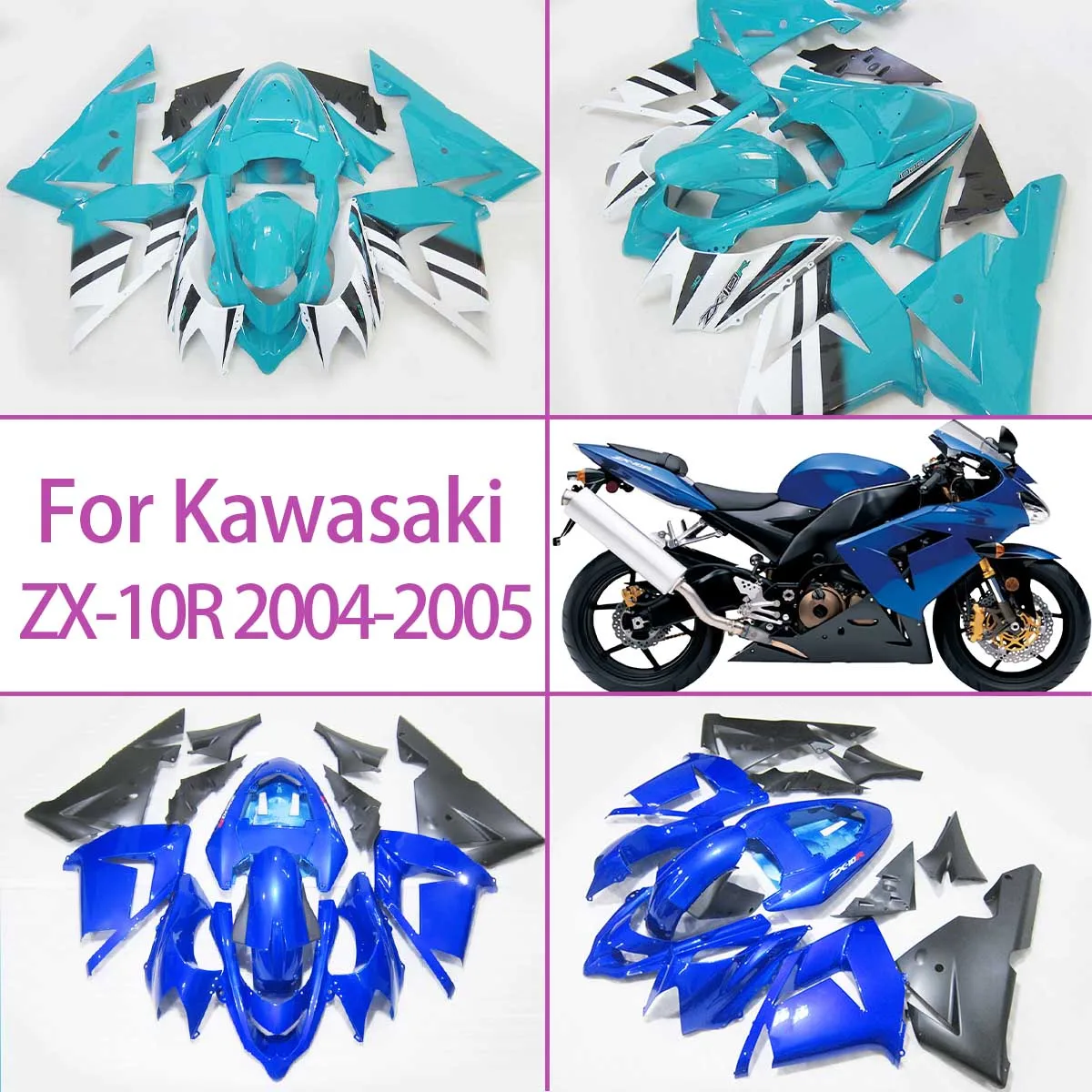 

For 2004 2005 Kawasaki ZX-10R ABS Plastic Fairings Custom Paint Scheme 04 05 ZX-10R Motorcycle Bodywork Fairing Kit