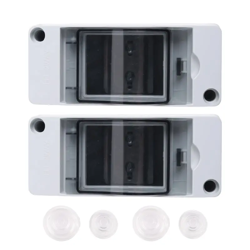 A04G-Distribution Protection Box, Waterproof Transparent Cover 3 DIN Rail Outdoor Distribution Junction Box 2Pcs