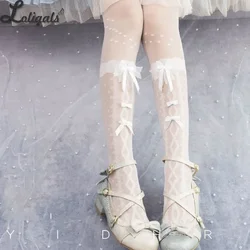 Sweet Bridal Pantyhose Long Lolita Summer Gothic Y2K Stockings with Bow-knot by Yidhra ~ Flower's Wedding Dress