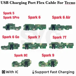 OEM For Tecno Spark 7 6 Air Go USB Charging Dock Board Port Connector Flex Cable For Spark 8 8C 8P 9 9T 10C KE5 KG5K Replacement