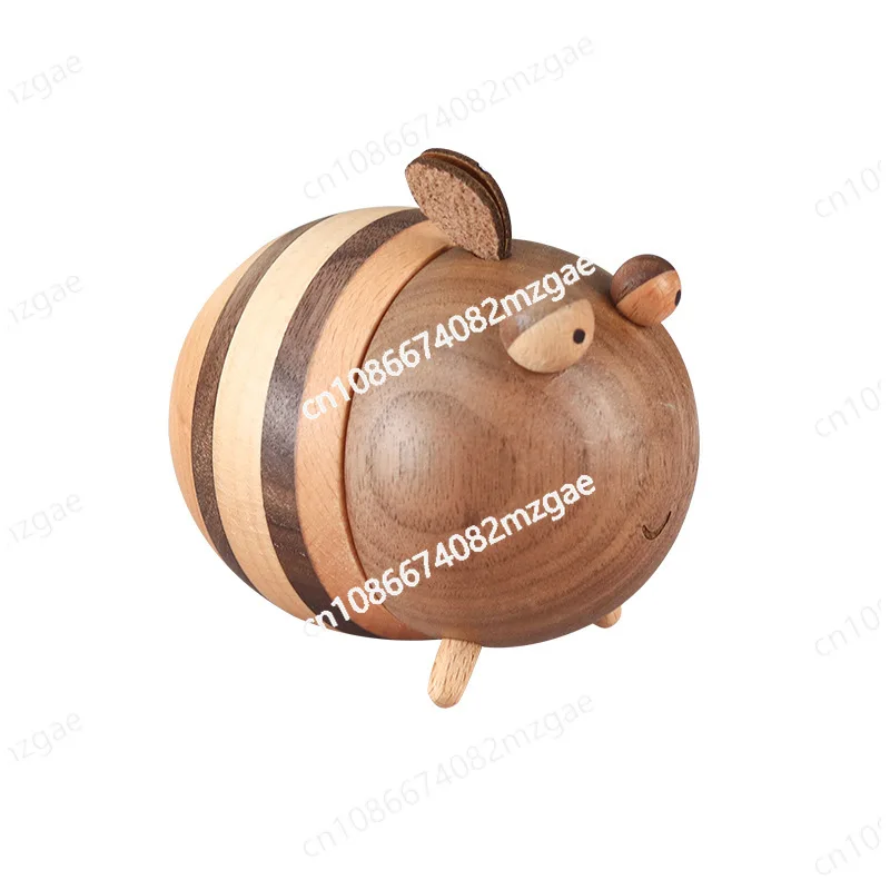 

Bee toothpick box home desktop solid wood toothpick holder creative cute cute object decorative ornament jar gift