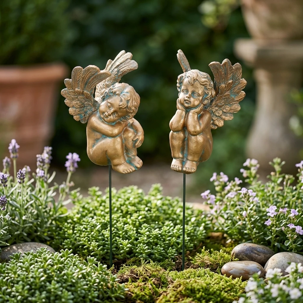Garden Decoration Ornament Resin Angle Decorative Plug For Flowerpot Vase Courtyard Garden Backyard Decor Accessories 2pcs