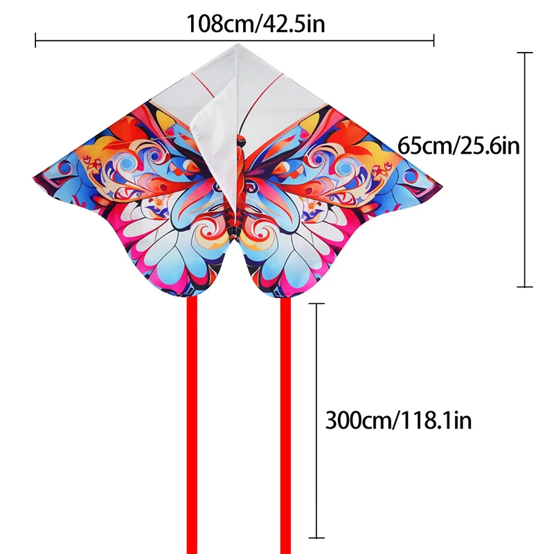 Cometa triangular de mariposa de dibujos animados para niños, cometa de Animal de cola larga colorida con línea de cometa, juego de deportes al aire libre, Juguetes