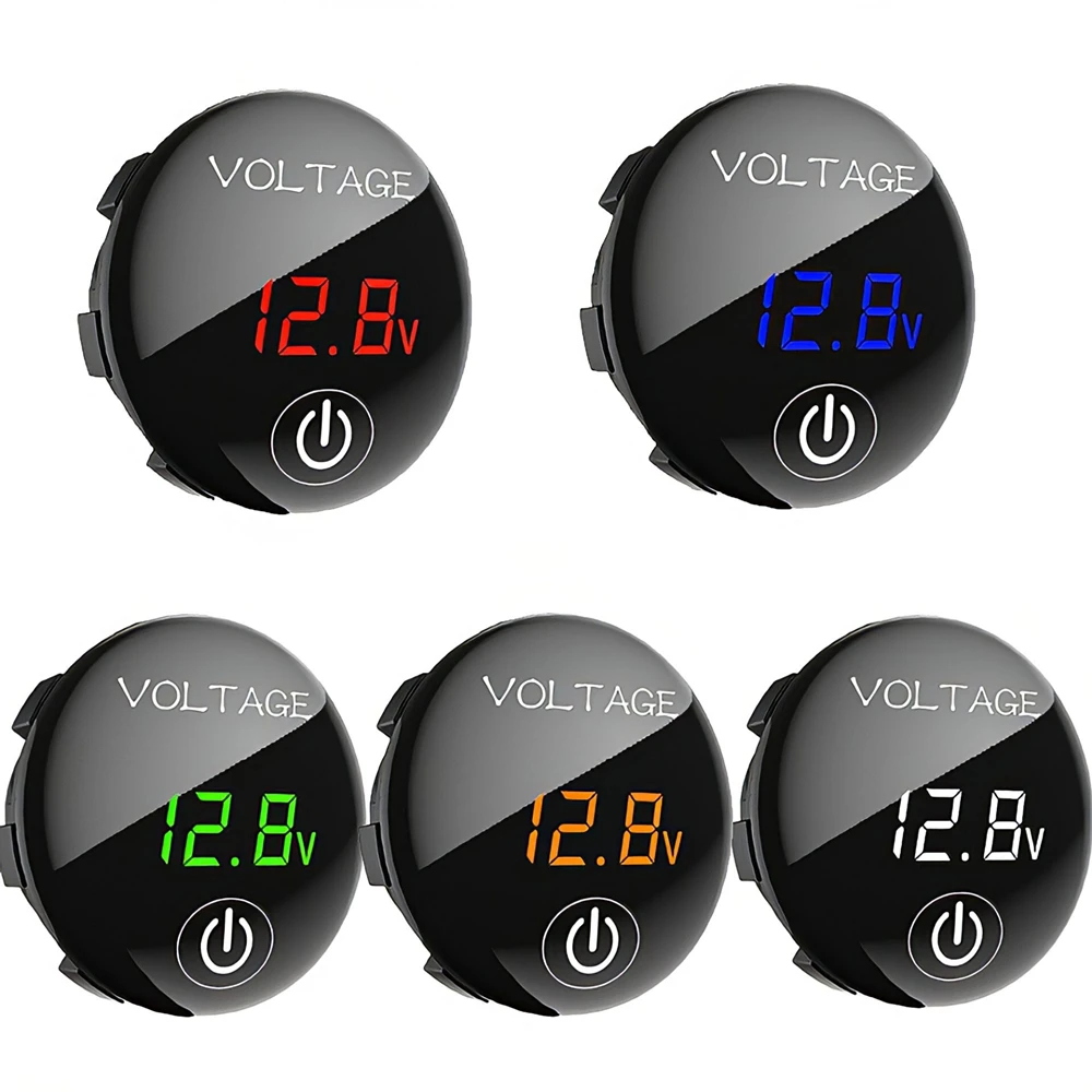 DC 5V-48V LED Waterproof Motorboat Motorcycle Panel Digital Voltmeter Tester Display Battery Capacity Display with Touch Switch