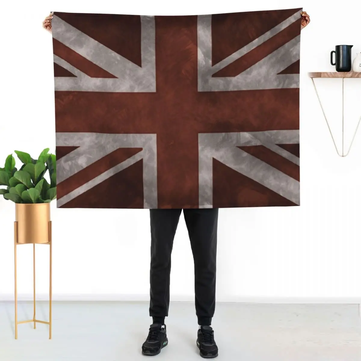 Red Distressed Union Jack Throw Blanket Thins Warm cosplay anime Cute Plaid Heavy Multi-Purpose Blankets
