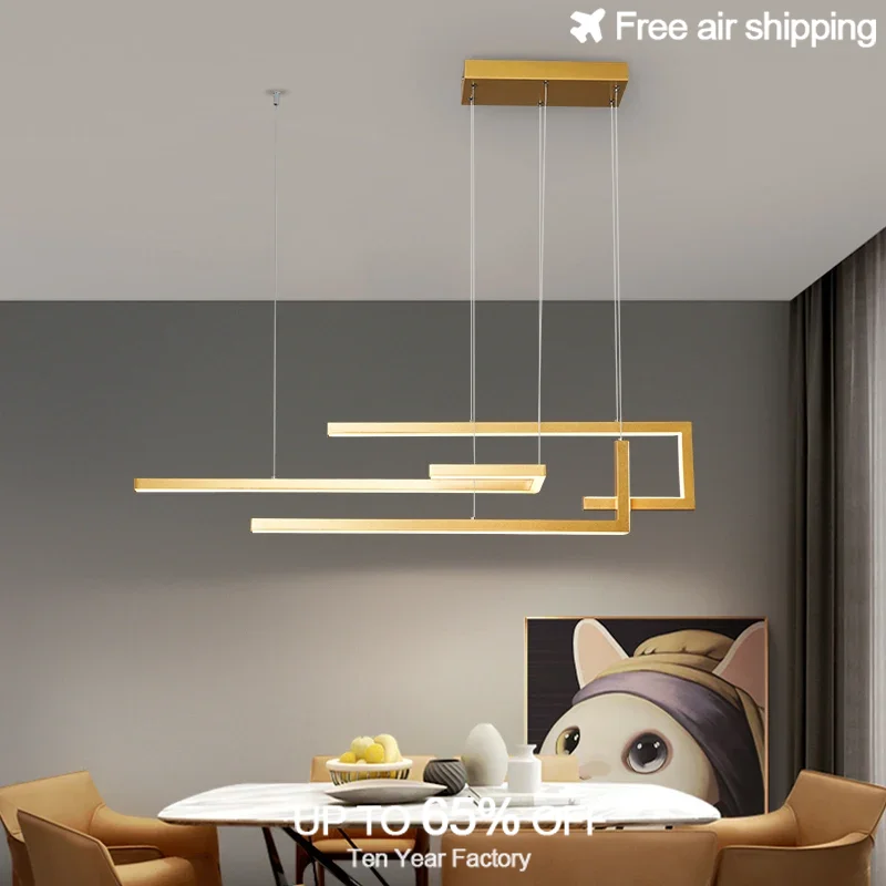 

Contemporary Black LED Rectangular Dimmable Hanging Pendant Lamp for Living Room Bedroom Kitchen Dining Table and Bar