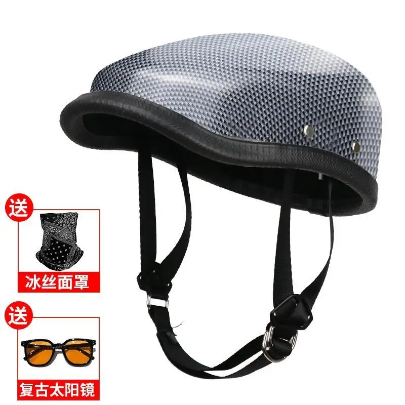 Retro Beret Design Half Helmet Japanese Riding Ladle Helmet German Minimalist Street Trend Summer Helmet Send Sunscreen Masks image 5