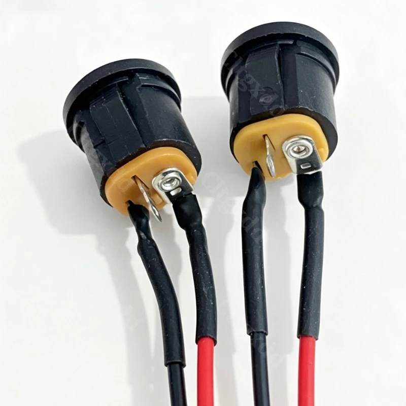5 Stück DC-022K DC-Stromanschlussbuchse 5,5*2,1mm/5,5*2,5mm Einbaubuchse mit 20cm Rot-Schwarz-Kabel für DIY-Elektronik – Detail 3