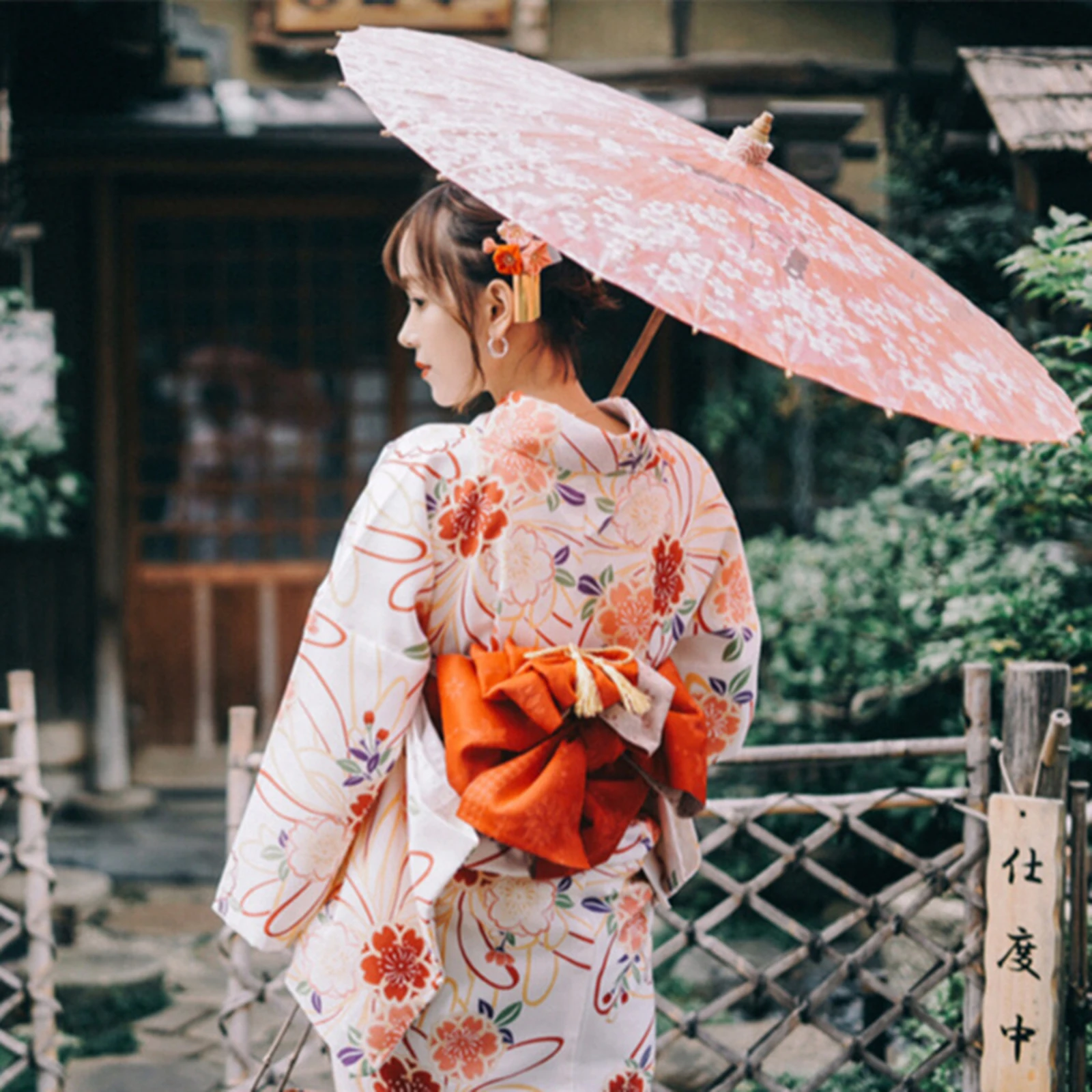 Vrouwen Japanse Kimono Lichtgewicht Traditionele Kimono Lange Robe Yukata Voor Verkleedkleding Thuis Festival Podium Voorstelling Halloween